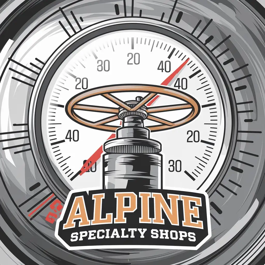 LOGO Design For Alpine Specialty Shops Oilfield Safety Valve and Pressure Gauge Theme