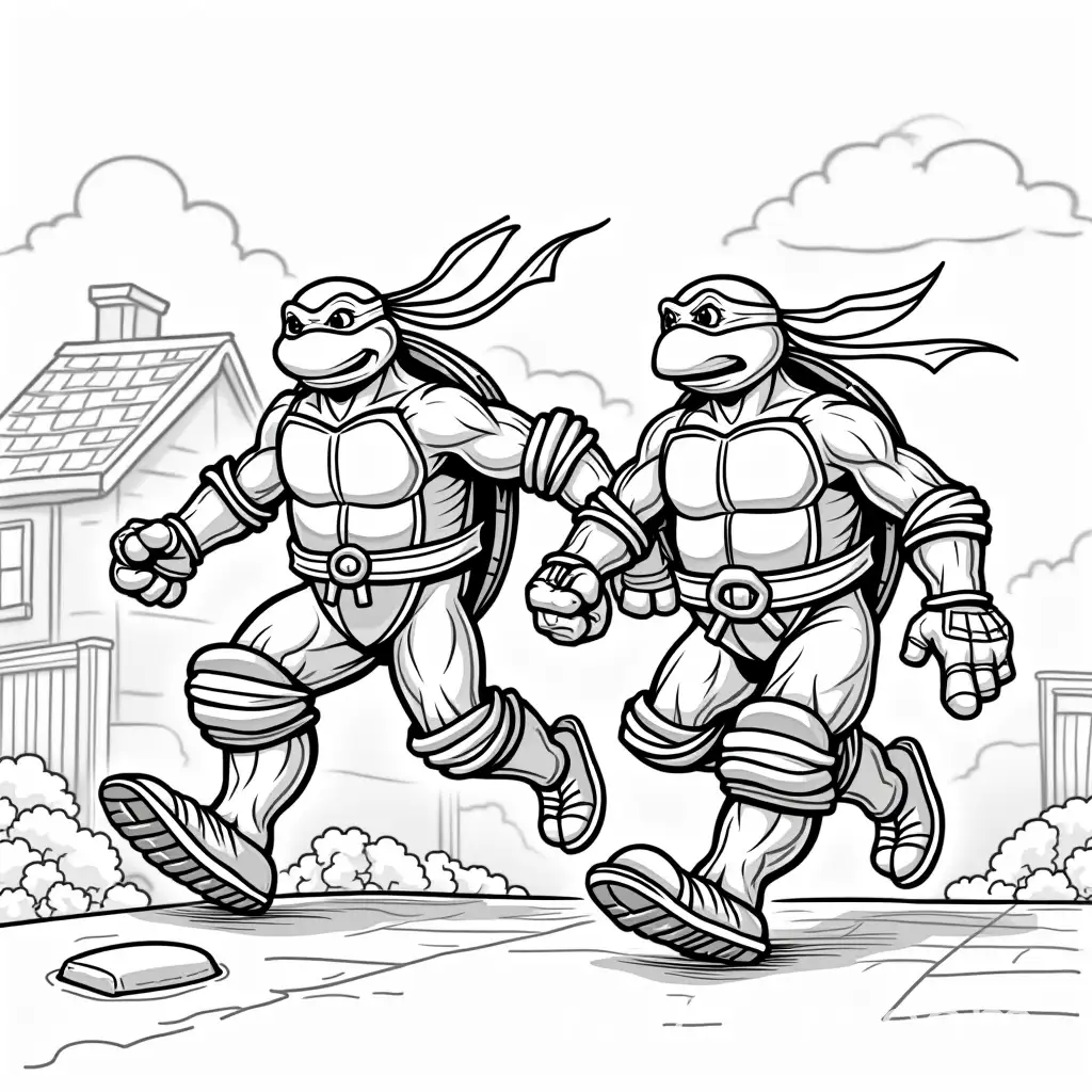 Teenage-Mutant-Ninja-Turtles-Roof-Running-Cartoonish-Scene