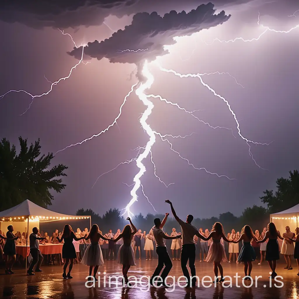 people dancing under the lightning please