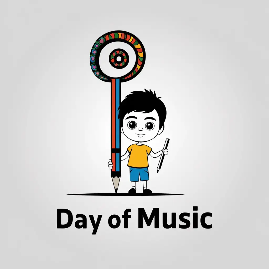 LOGO-Design-for-Day-of-Music-Vibrant-Boy-with-Violin-Key-in-Animation-Style