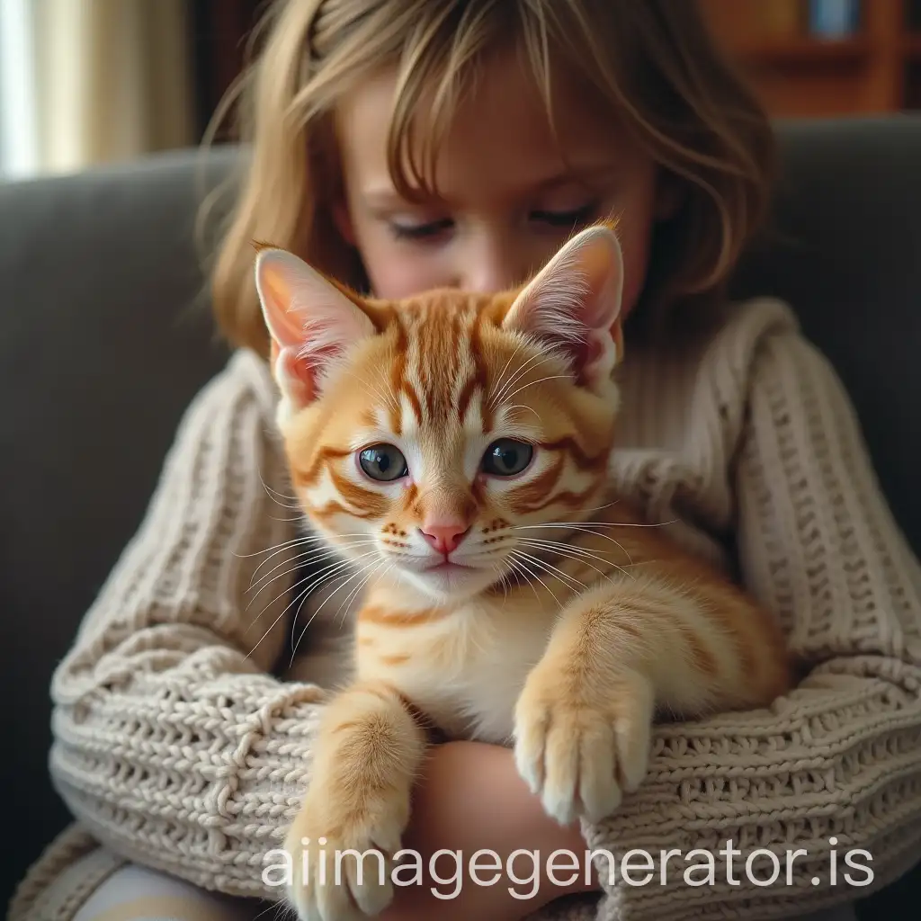 Cute-Cat-Resting-in-the-Lap-of-a-Small-Child