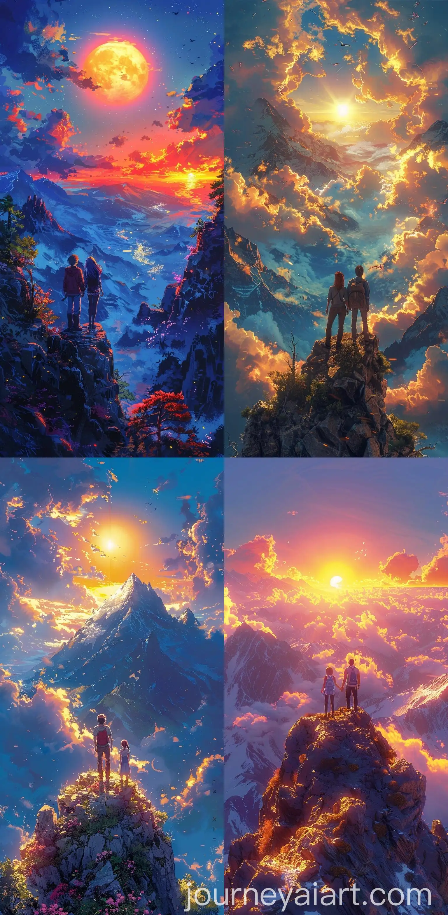 Romantic-Couple-on-Sunlit-Mountain-Peak-under-Clear-Golden-Sky-Anime-Style-3D-Art