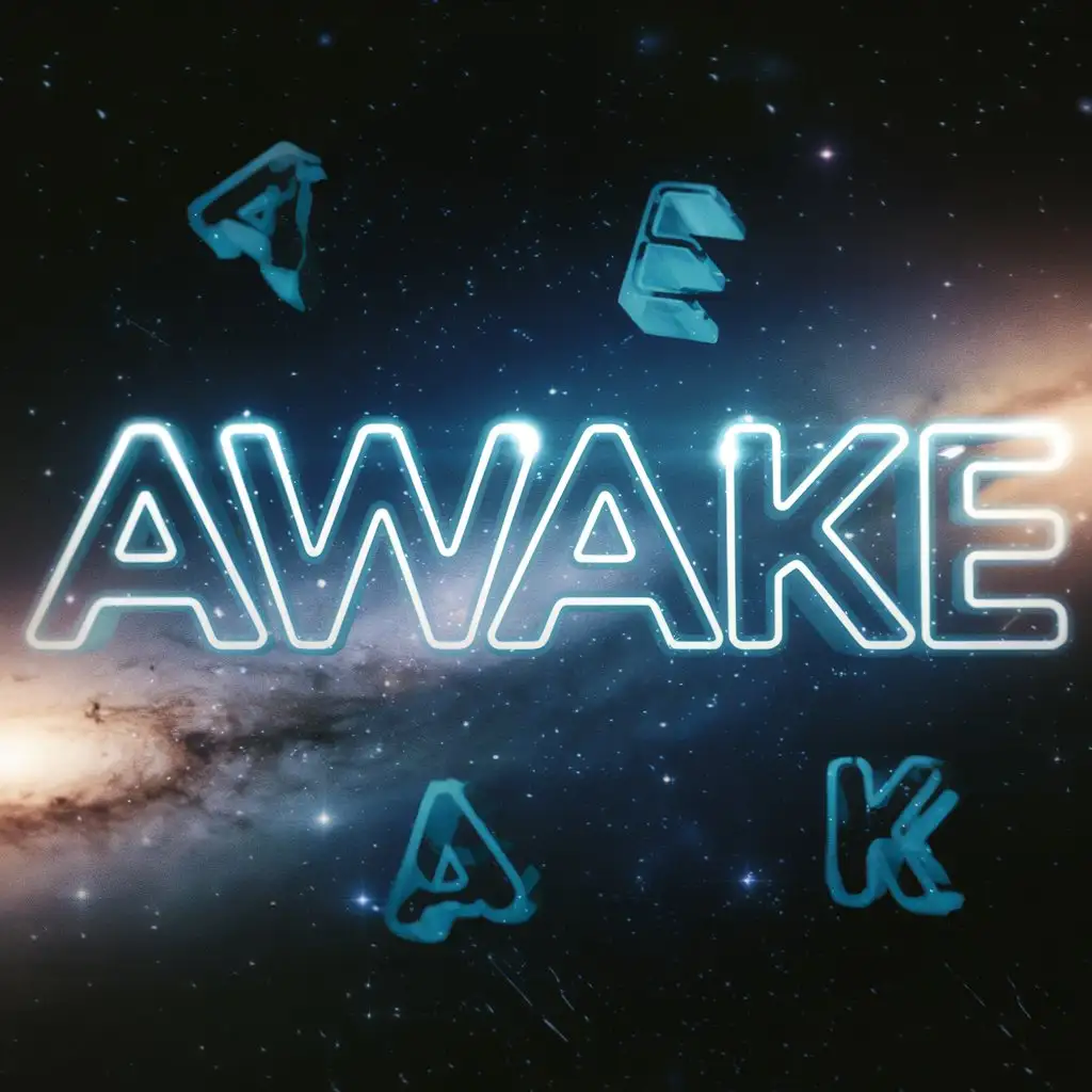 Text AWAKE in Starry Space Background