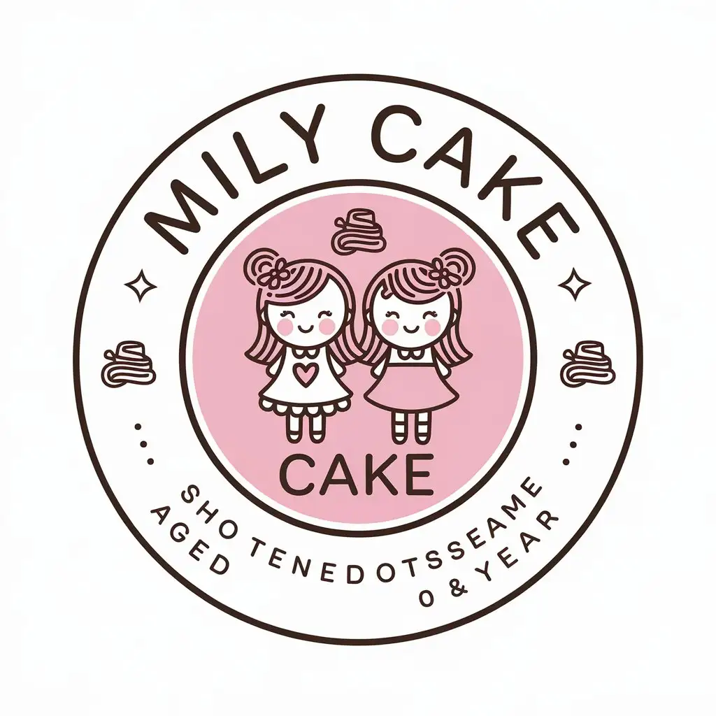 LOGO-Design-For-Mily-Cake-Simple-Seal-Style-Featuring-Two-Girls-and-Cake-Rolls