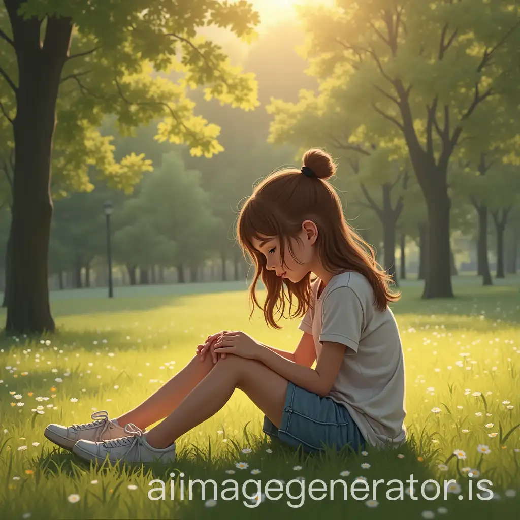 YoungAI-Image-Prompt-Expansion-Girl-Sitting-in-a-Peaceful-Park-Surrounded-by-Nature