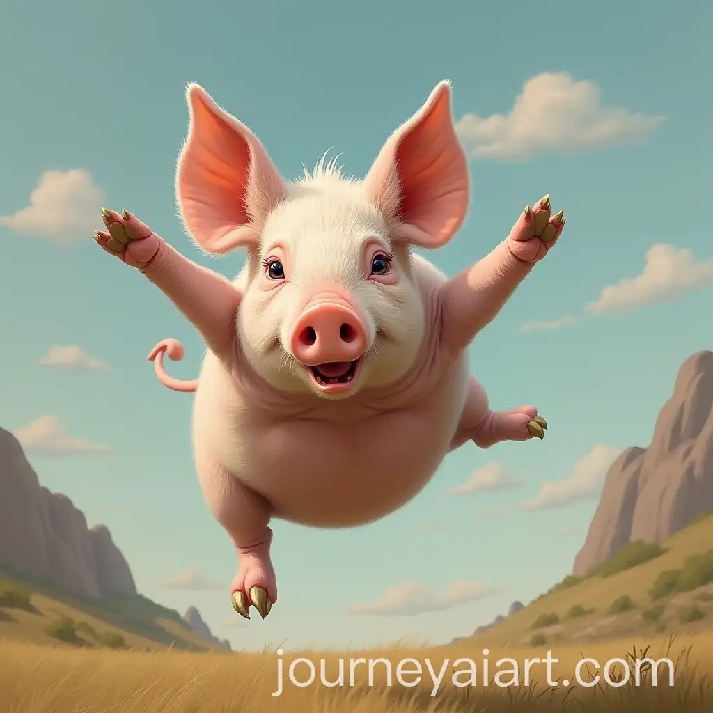Whimsical-Flying-Pig-in-a-Blue-Sky