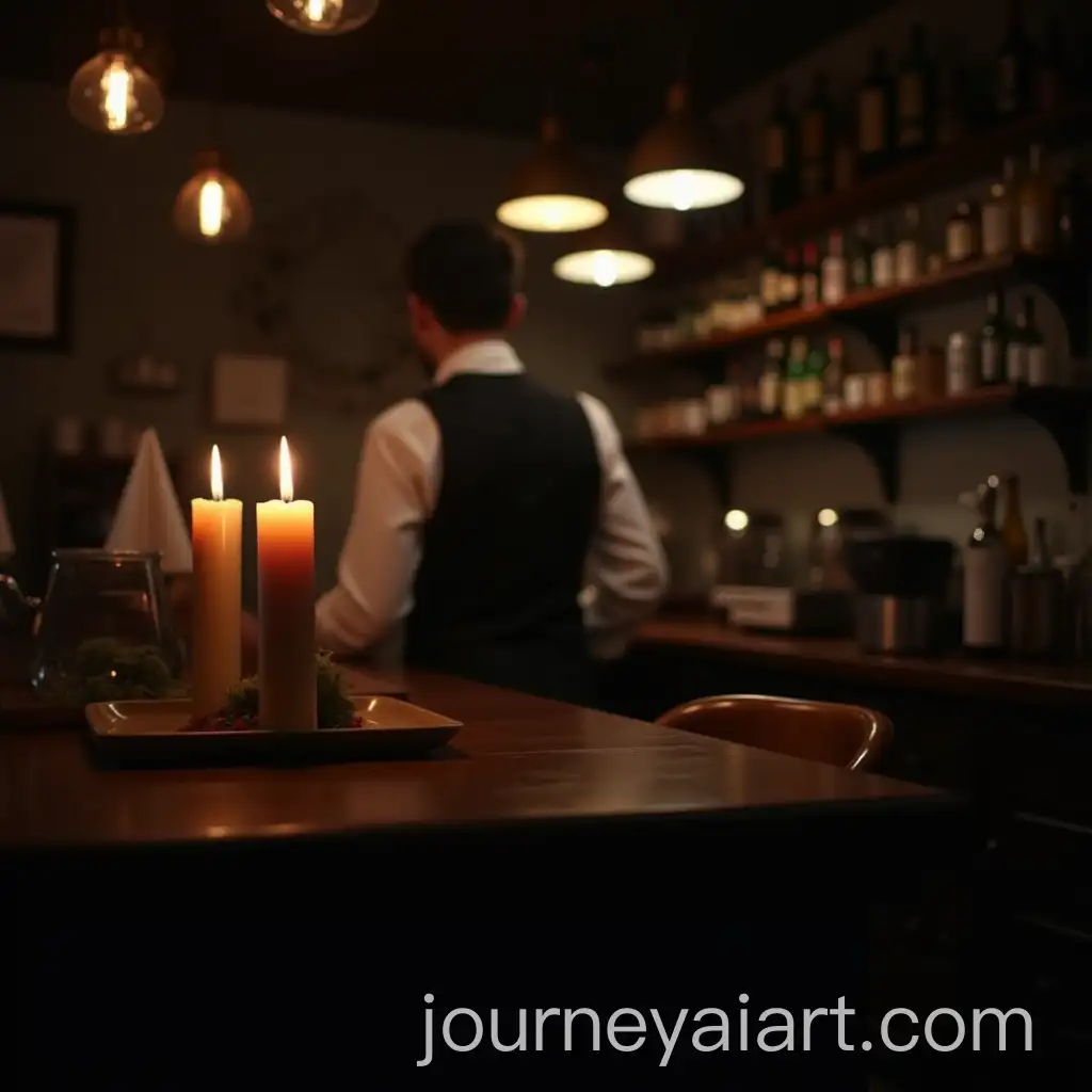 Candlelit-Caf-Scene-with-a-Waiter-Serving-Guests