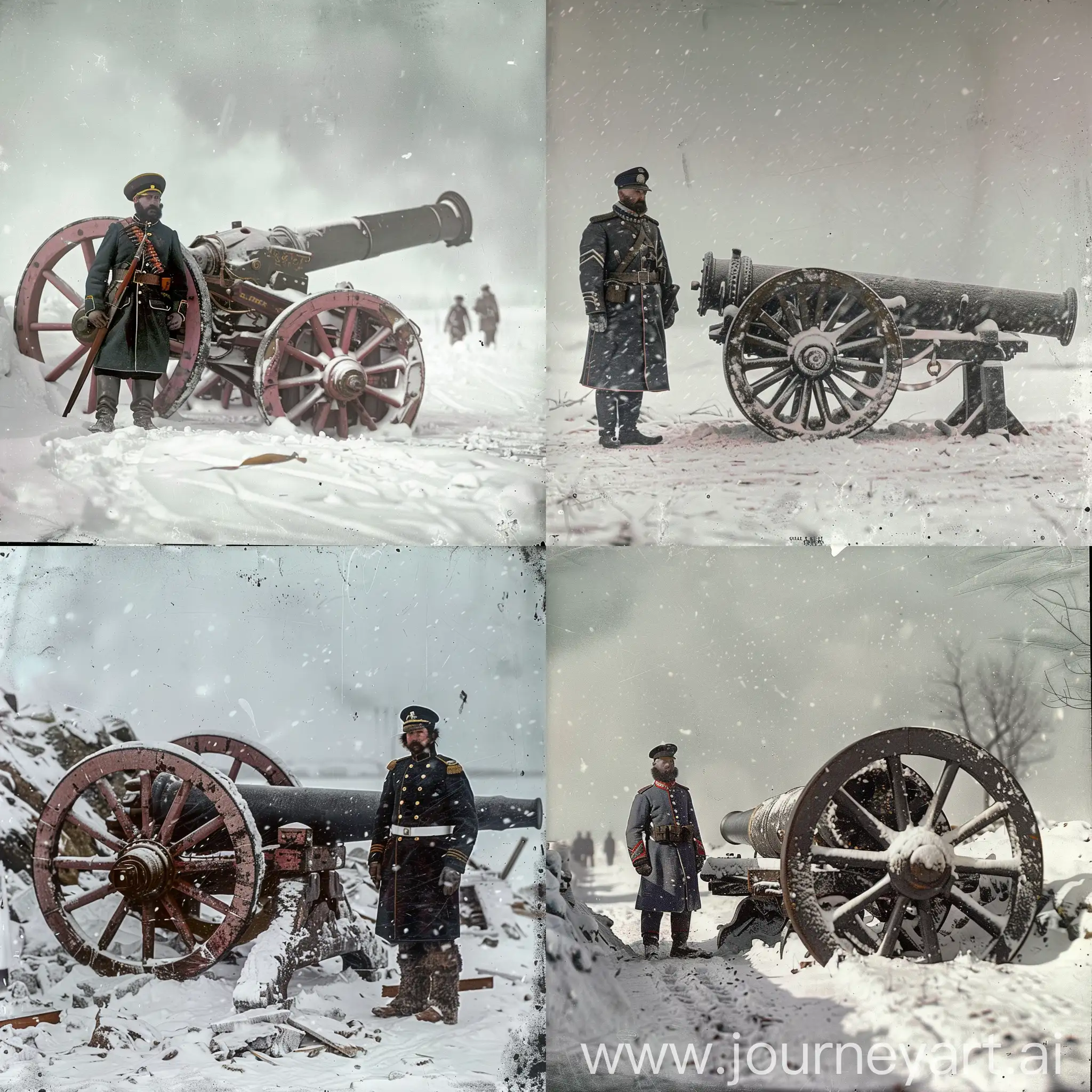 Finnish-Soldier-with-Siege-Artillery-Cannon-in-Arctic-Blizzard