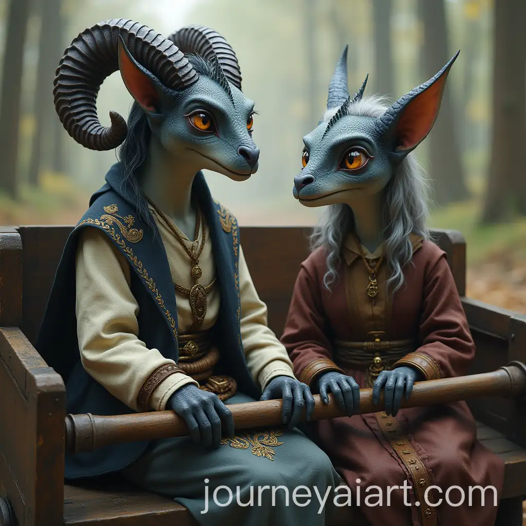 Dragonling-and-Tiefling-Girl-Riding-in-Wagon-Engaged-in-Conversation