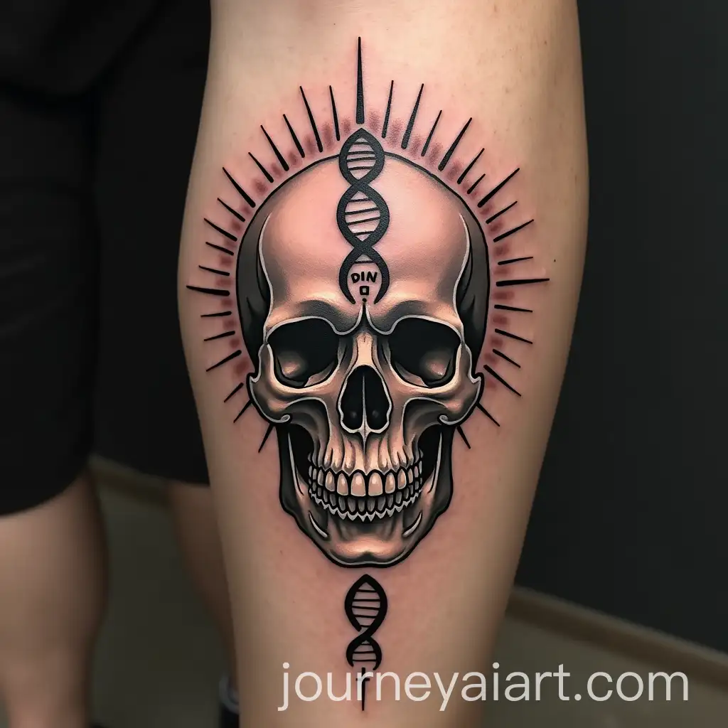 Skull-Tattoo-with-Cleft-Lip-DNA-Strand-and-Roman-Numeral-29-Design