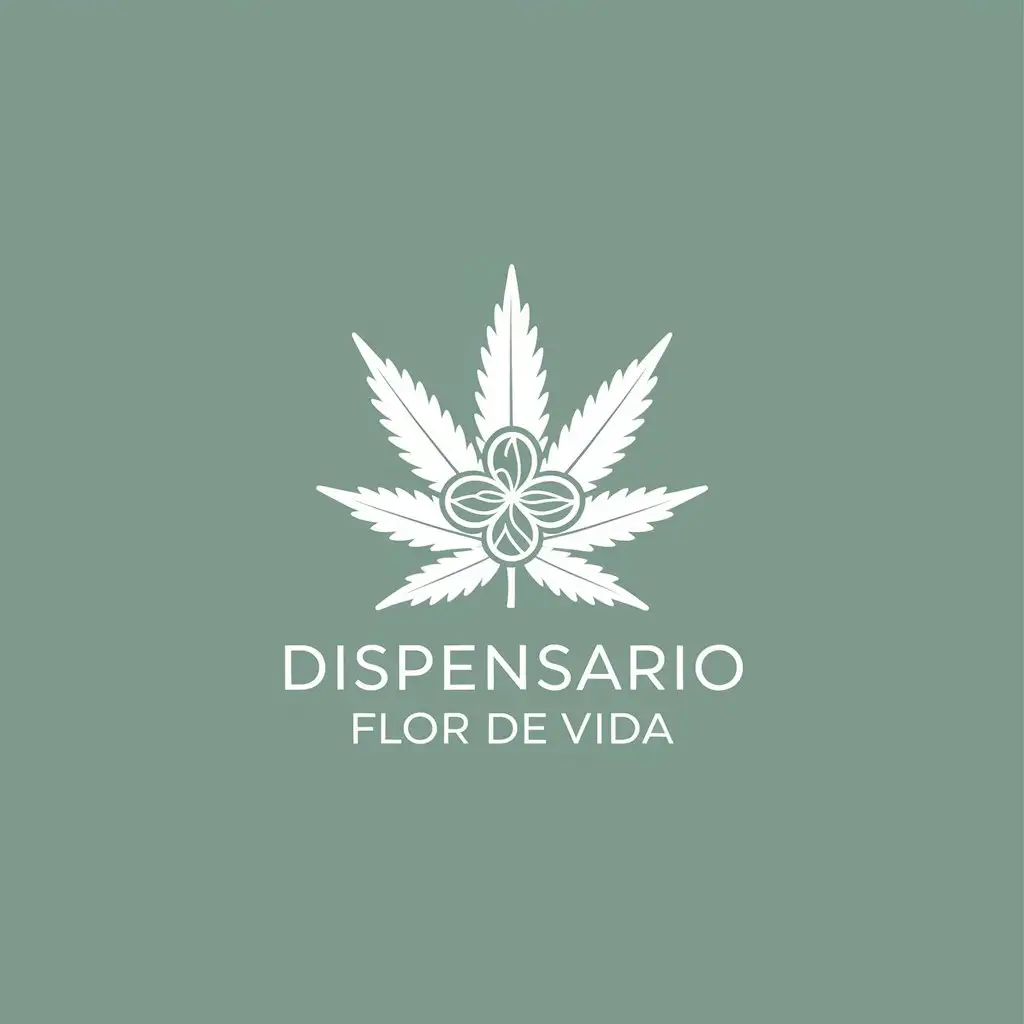 LOGO Design for Dispensario Flor de Vida Minimalistic Cannabis Leaf Flower Symbol with Clear Background