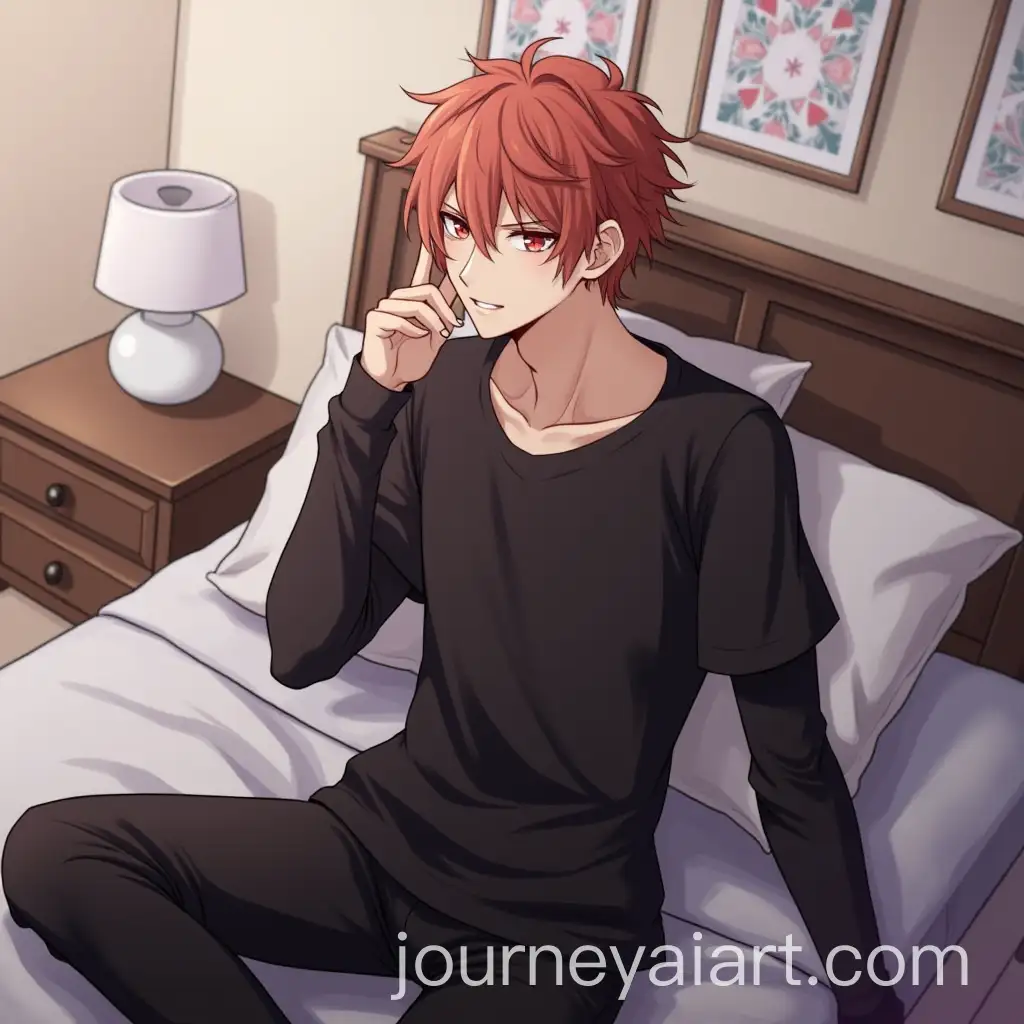 Anime-Male-Character-with-Red-Eyes-and-Black-Clothing-in-Bedroom-Setting