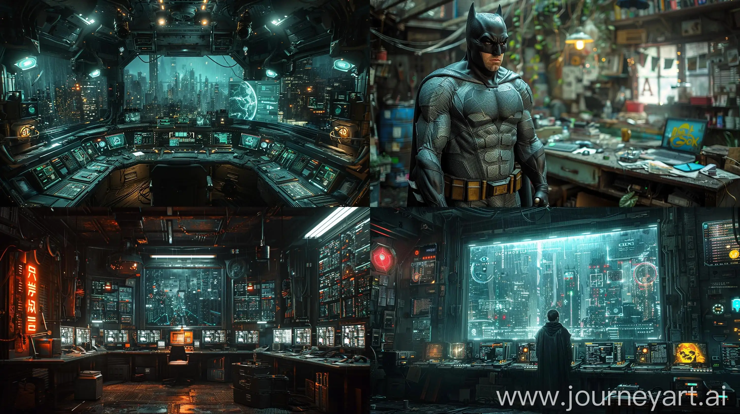 Batman-Editing-Video-in-Batcave-with-HighTech-Setup