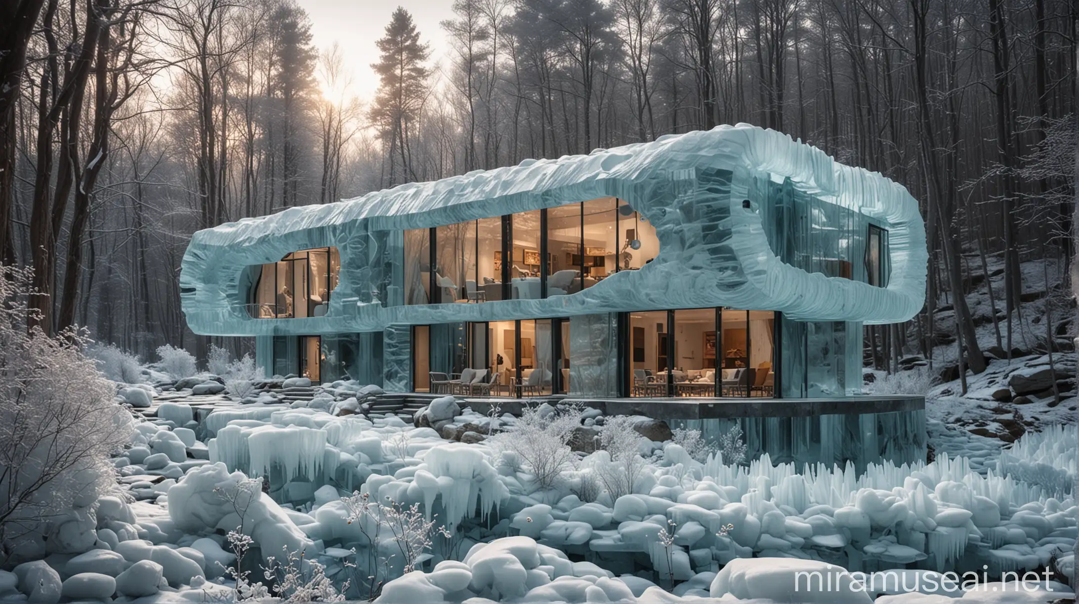 Organic Glass and Ice Villa Surrounded by Nature