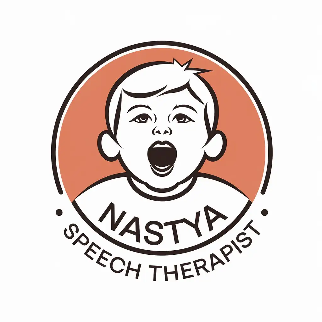 LOGO-Design-for-Nastya-Speech-Therapist-Child-with-Open-Mouth-Symbol-in-Education-Industry