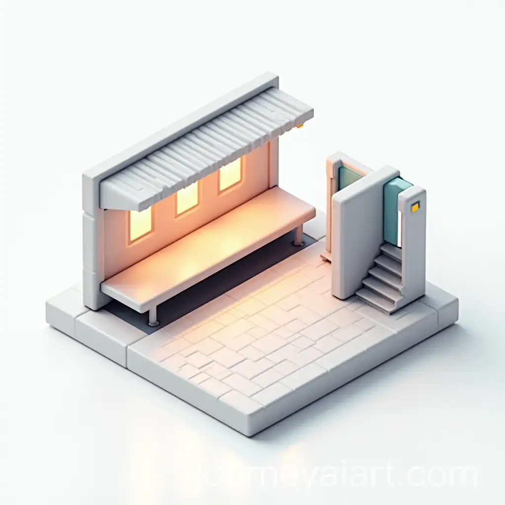 Stylized-Isometric-3D-Model-of-Indian-Metro-Station-Platform-with-Vibrant-Details