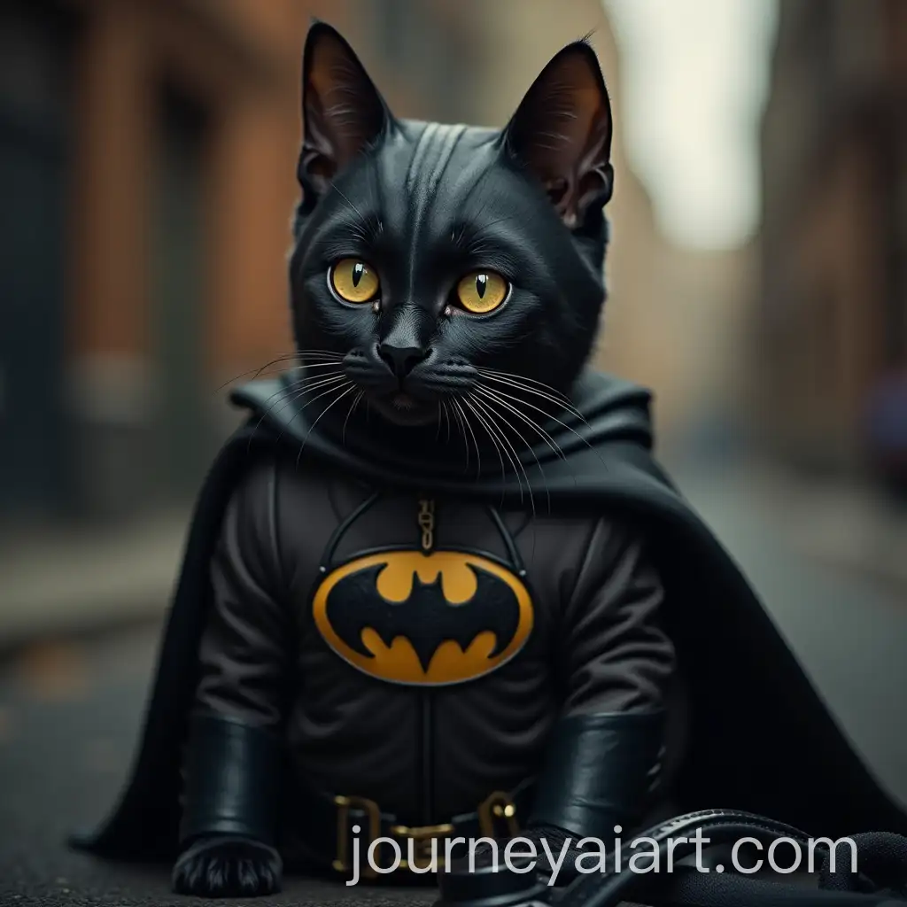 Cat-Dressed-as-Batman-Preparing-to-Ride-the-Batmobile