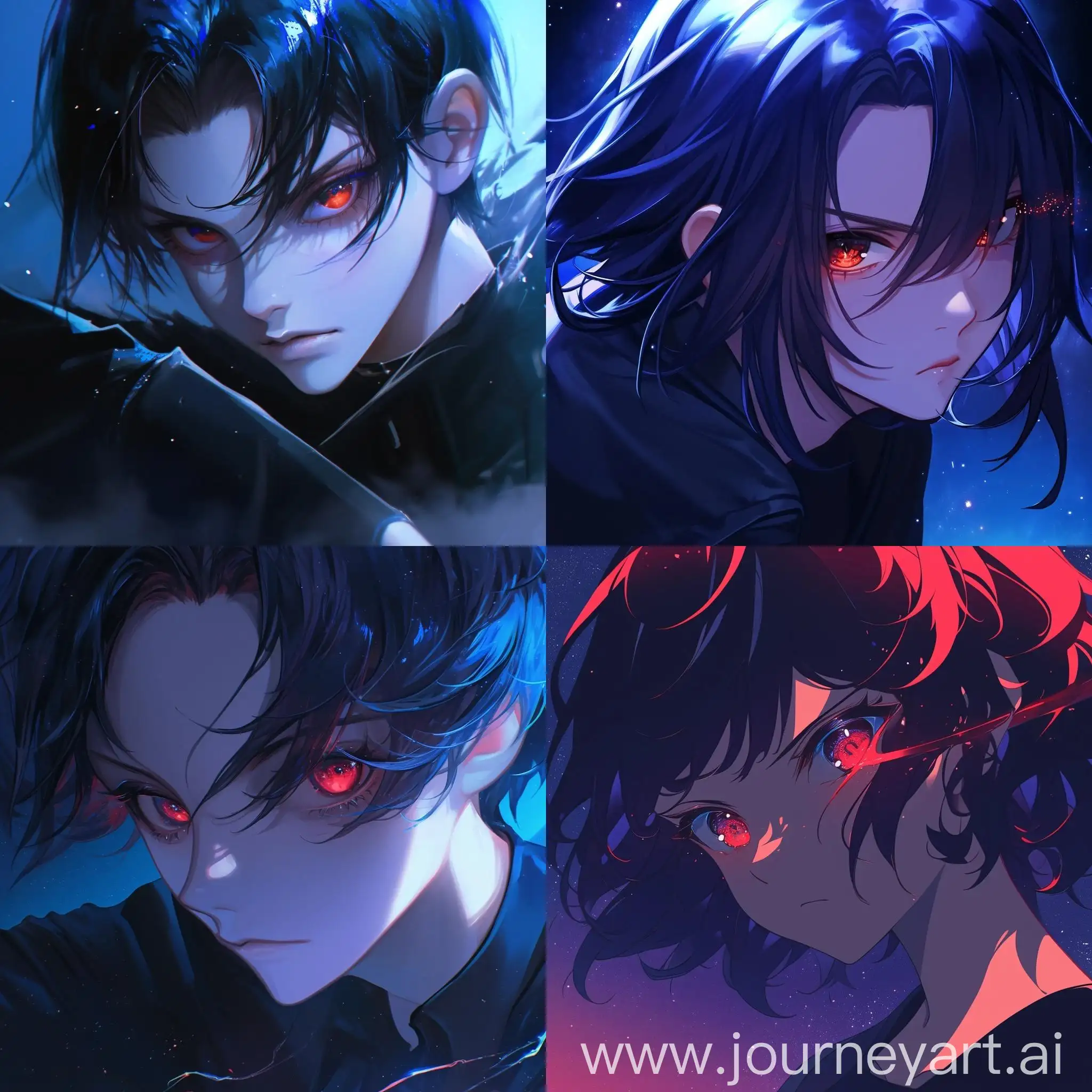 Anime-Character-Portrait-with-Mysterious-Red-Eyes-and-Dark-Starry-Background