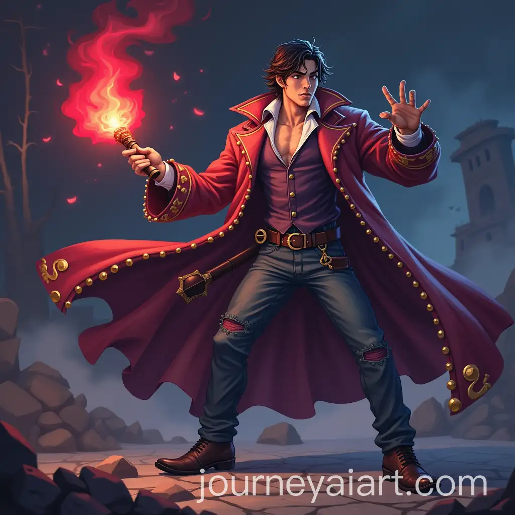 Gene-from-Brawl-Stars-in-Castlevania-Setting-with-Whip-to-Crush-Vampires