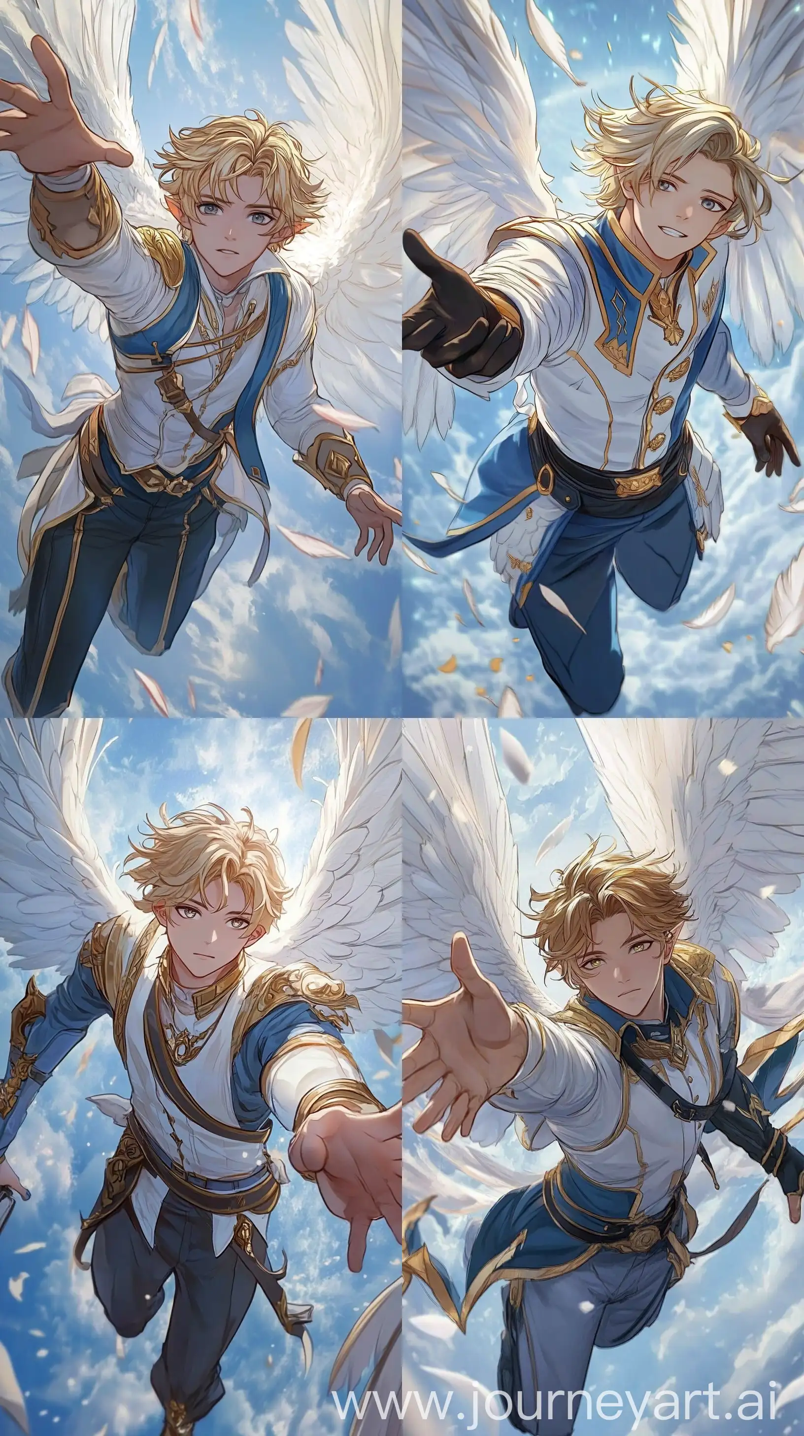 Falling-Angelic-Boy-with-Golden-Hair-and-White-Wings-in-Princely-Attire