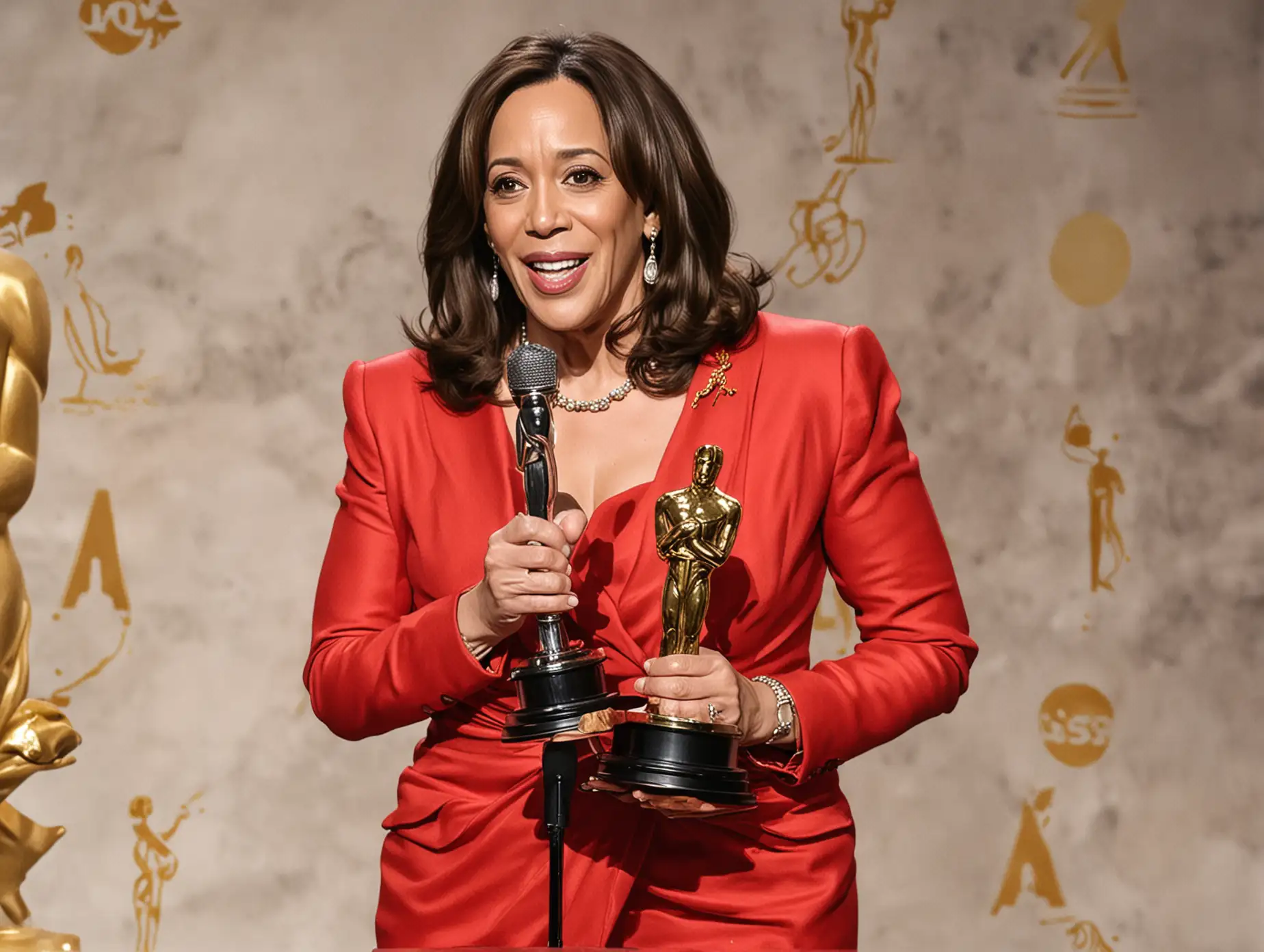 Vice-President-Kamala-Harris-in-Red-Dress-at-Oscars-Speech