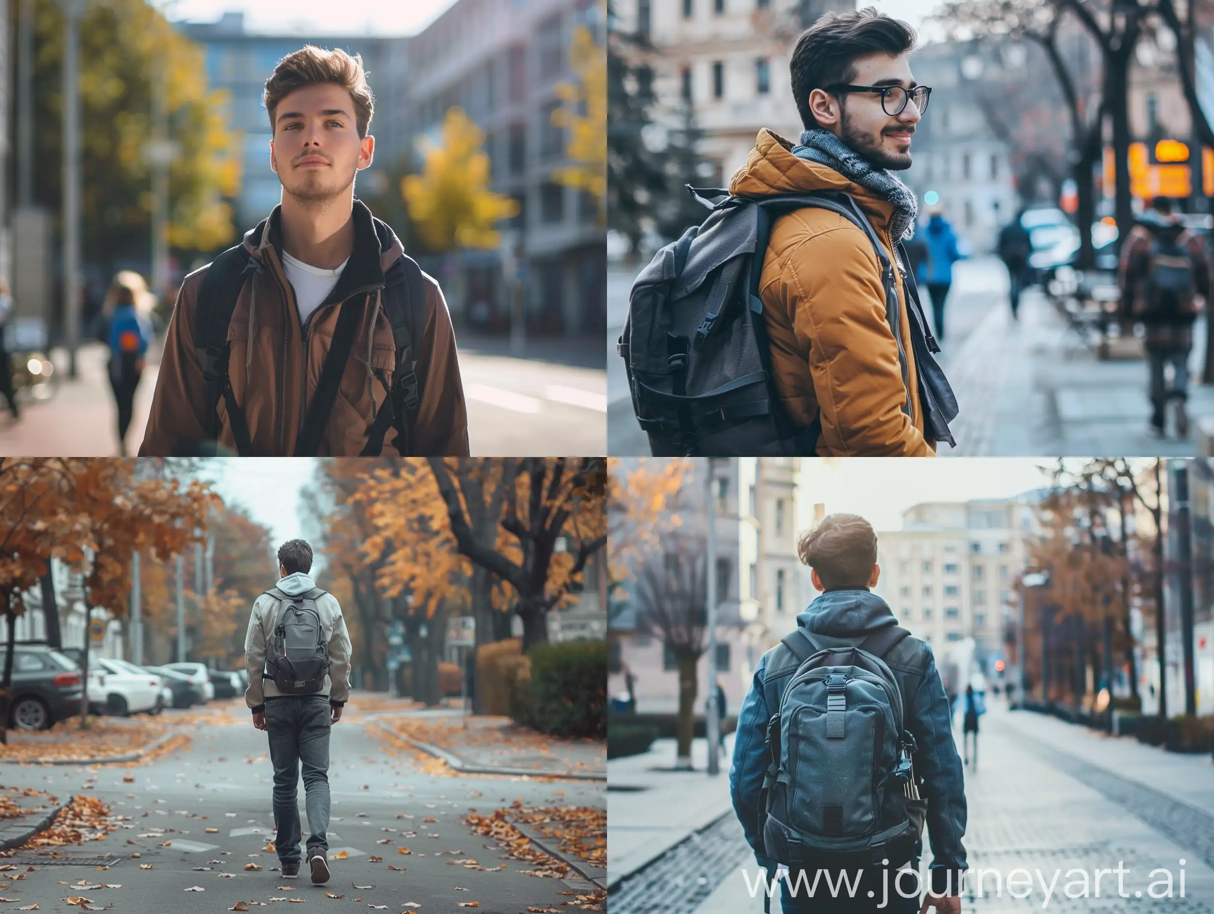 Young-Male-Student-Walking-on-City-Street