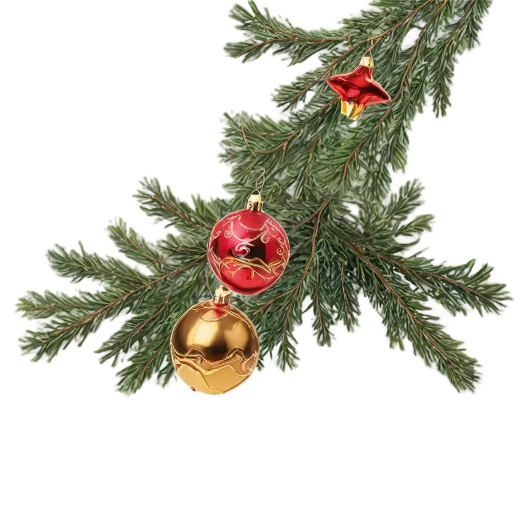 Spruce-Branch-Decorated-with-Toys-PNG-Image-Perfect-for-Holiday-Designs-and-Seasonal-Projects