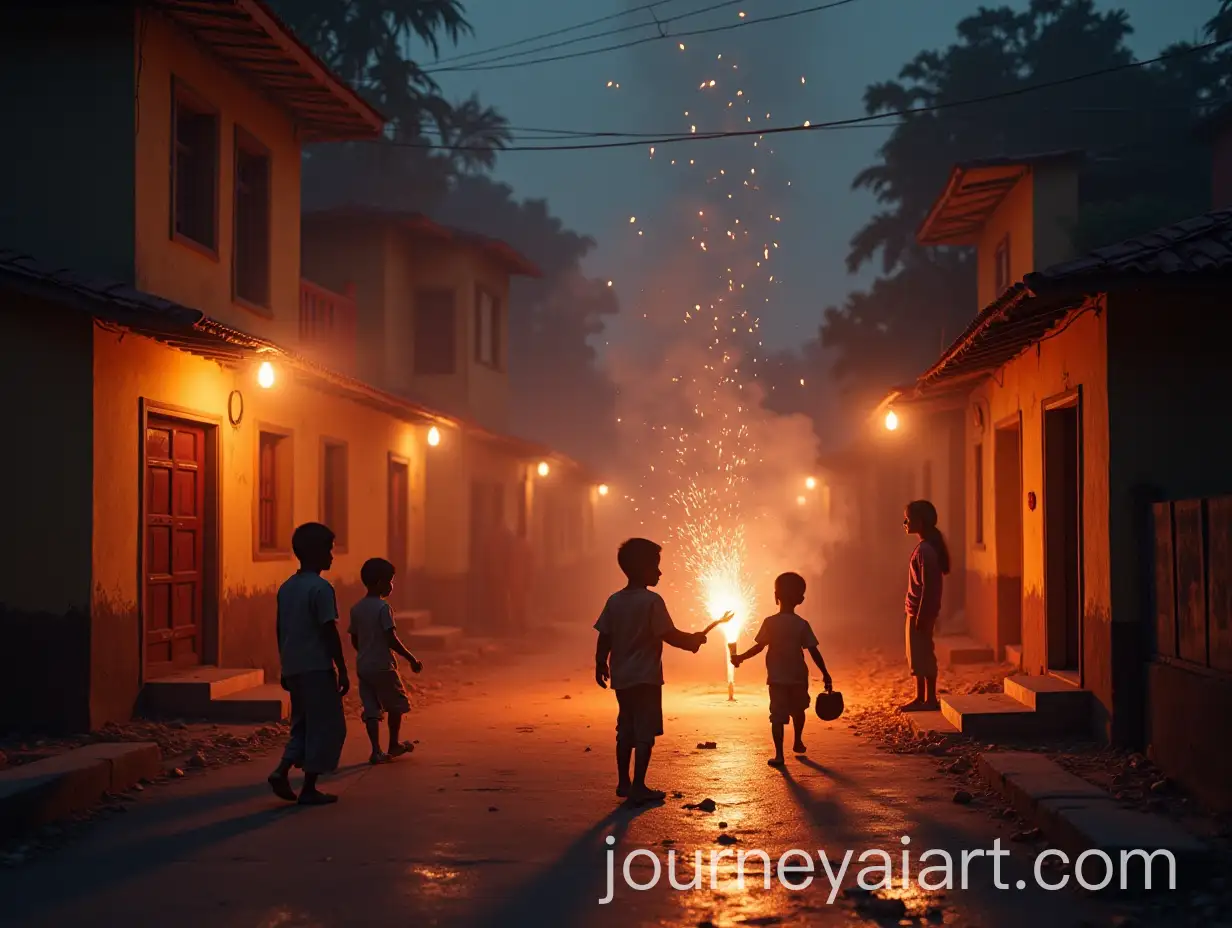 Children-Celebrating-Diwali-with-Firecrackers-in-a-Vibrant-Indian-Street