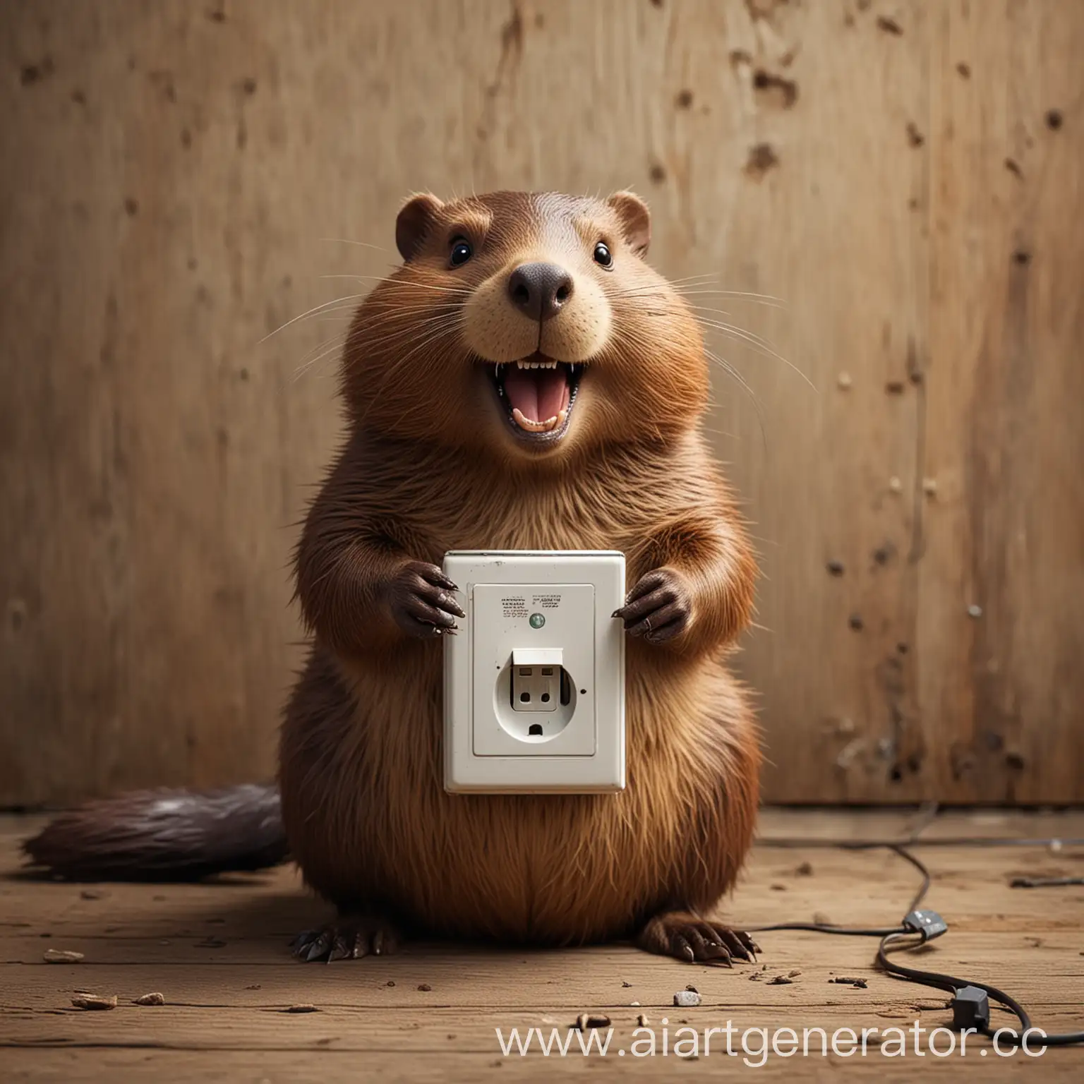 Cheerful-Beaver-Turning-Off-Electric-Switch