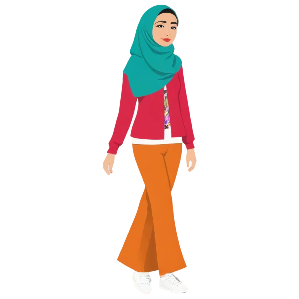 Vibrant-PNG-Clip-Art-of-a-Person-in-Casual-Modest-Fashion-with-Hijab-and-Colorful-Floral-Details