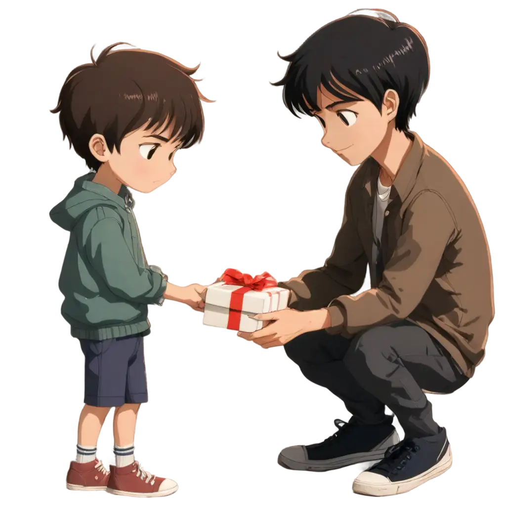 Heartwarming-FatherSon-Moment-in-PNG-Format-Emotional-Anime-Gift-Exchange