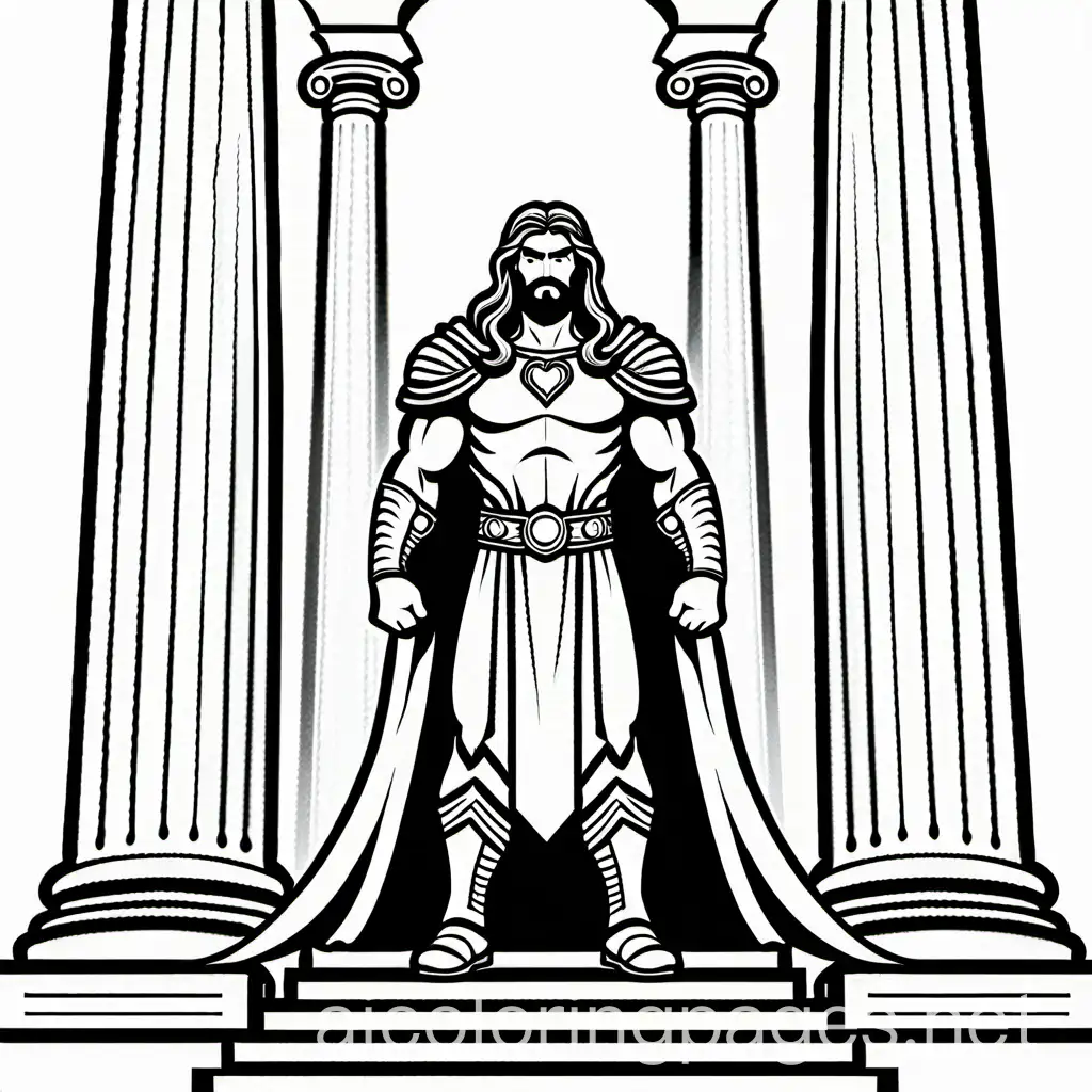 Biblical-Hero-Standing-Between-Two-Pillars-Coloring-Page