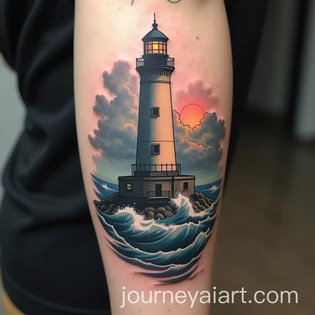 Lighthouse-Tattoo-with-Stormy-and-Calm-Seas