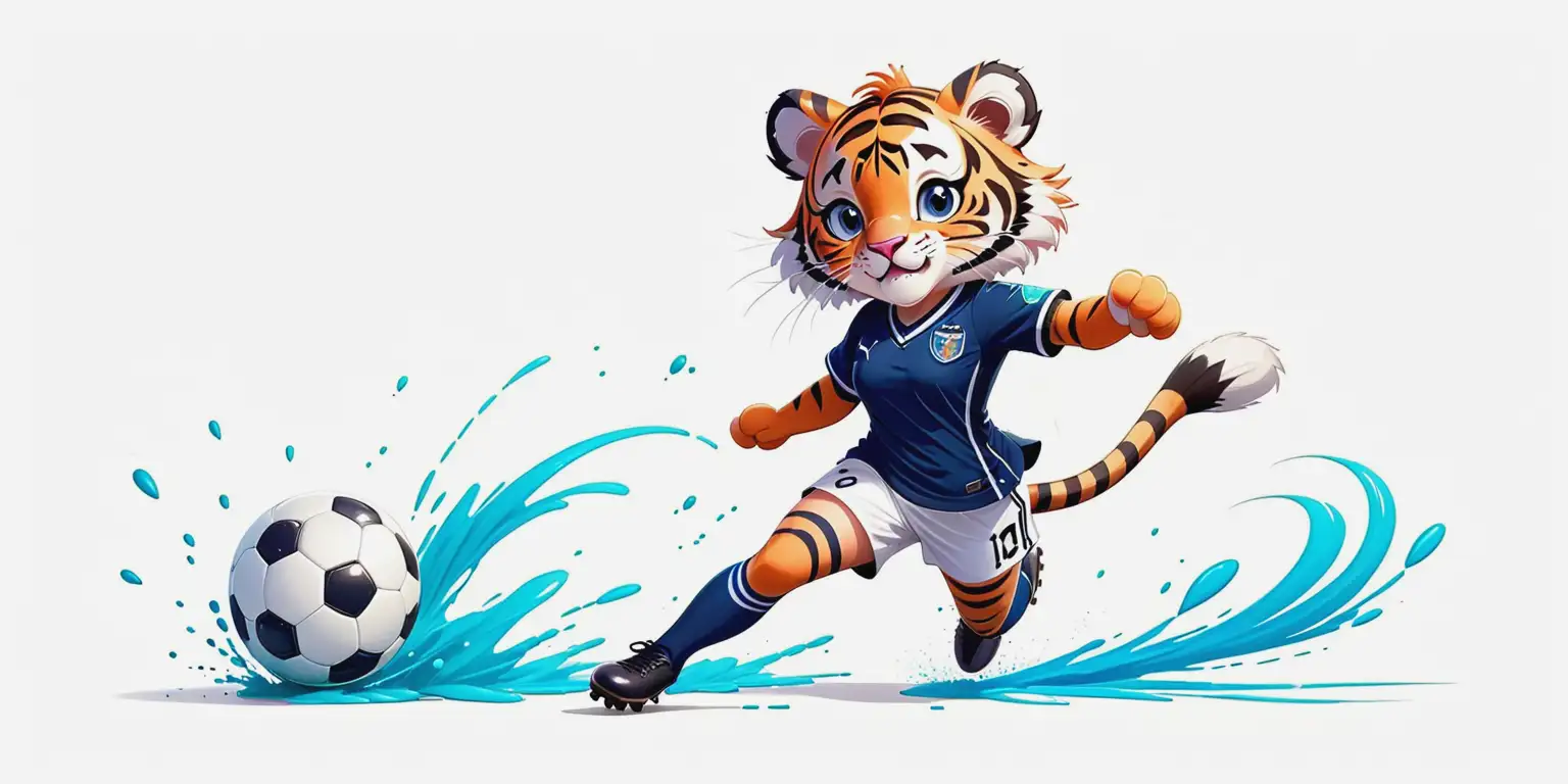 Blue Girly Tiger Soccer Attack in Navy and White Uniform