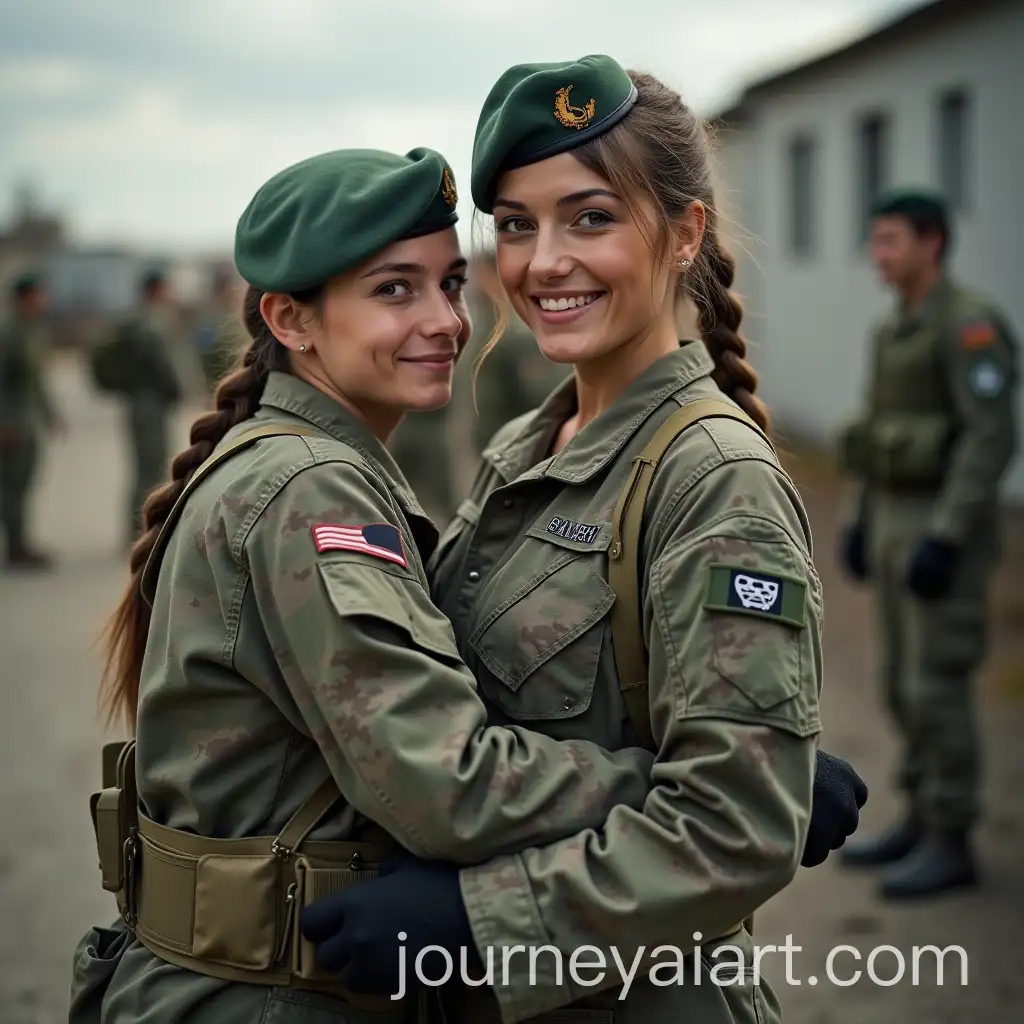 Female-Soldier-Carrying-Injured-Nurse-in-Battlefield