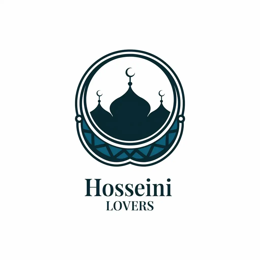 a vector logo design,with the text "Hosseini lovers", main symbol:I want a logo to be a circle with the image of Imam Hussein's shrine in the background,Moderate,be used in Religious industry,clear background