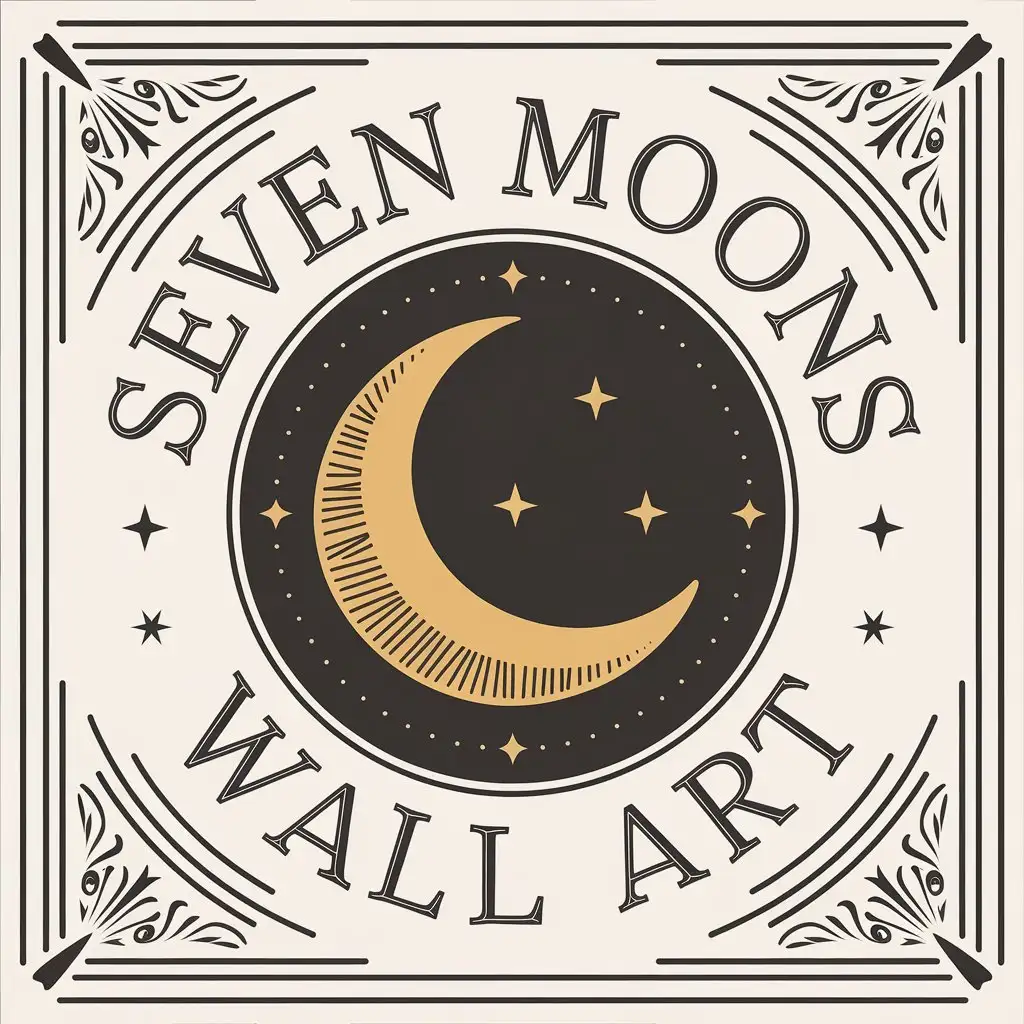 a vector logo design,with the text "seven moons wall art", main symbol:nature,Moderate,be used in wall art industry,clear background