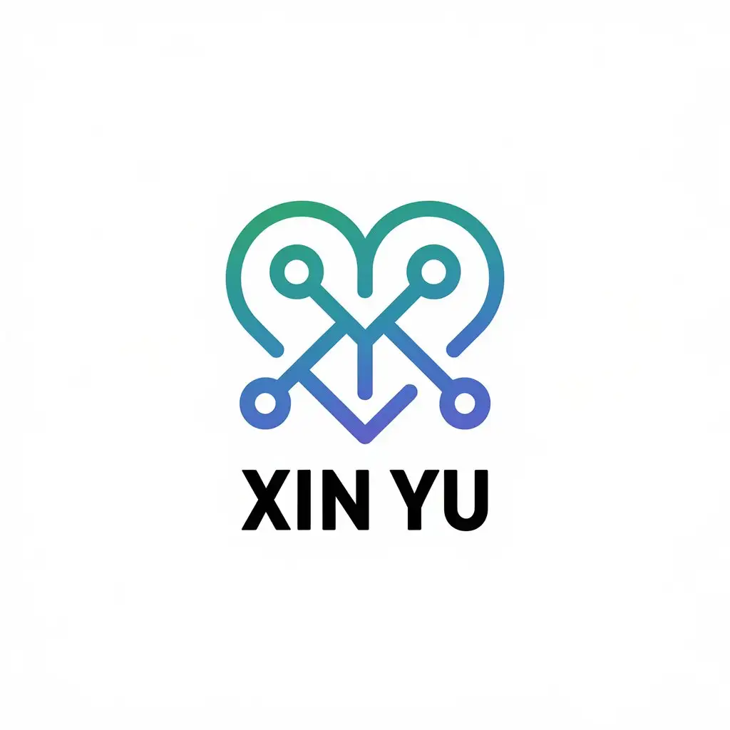 a vector logo design,with the text "Xin Yu", main symbol:heart,Moderate,be used in artificial intelligence industry,clear background