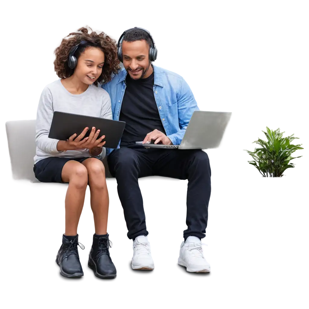 HighQuality-PNG-Image-of-a-Family-with-Laptops-and-Headphones