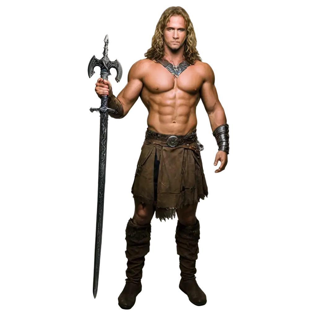 blond conan the barbarian as if he were a viking