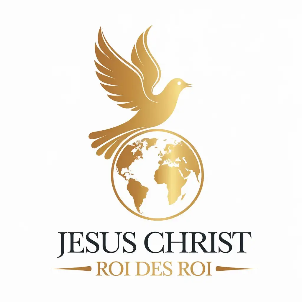 LOGO Design for JESUS CHRIST ROI DES ROI Golden Dove World Globe Symbolism