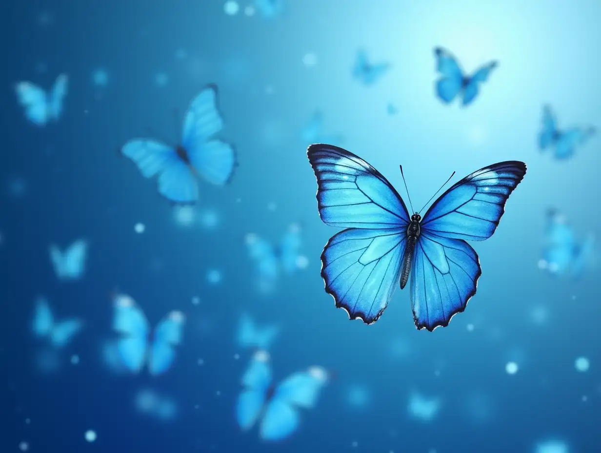 very small butterflys use blue theme with so so many colors and flying  on screen with wihte background in png format i want this video play