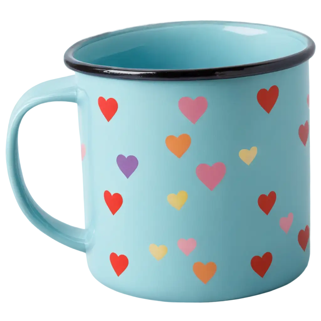 Enamel-Painted-Steel-Mug-with-Love-Hearts-Printed-on-It-PNG-Image-for-HighQuality-Clarity