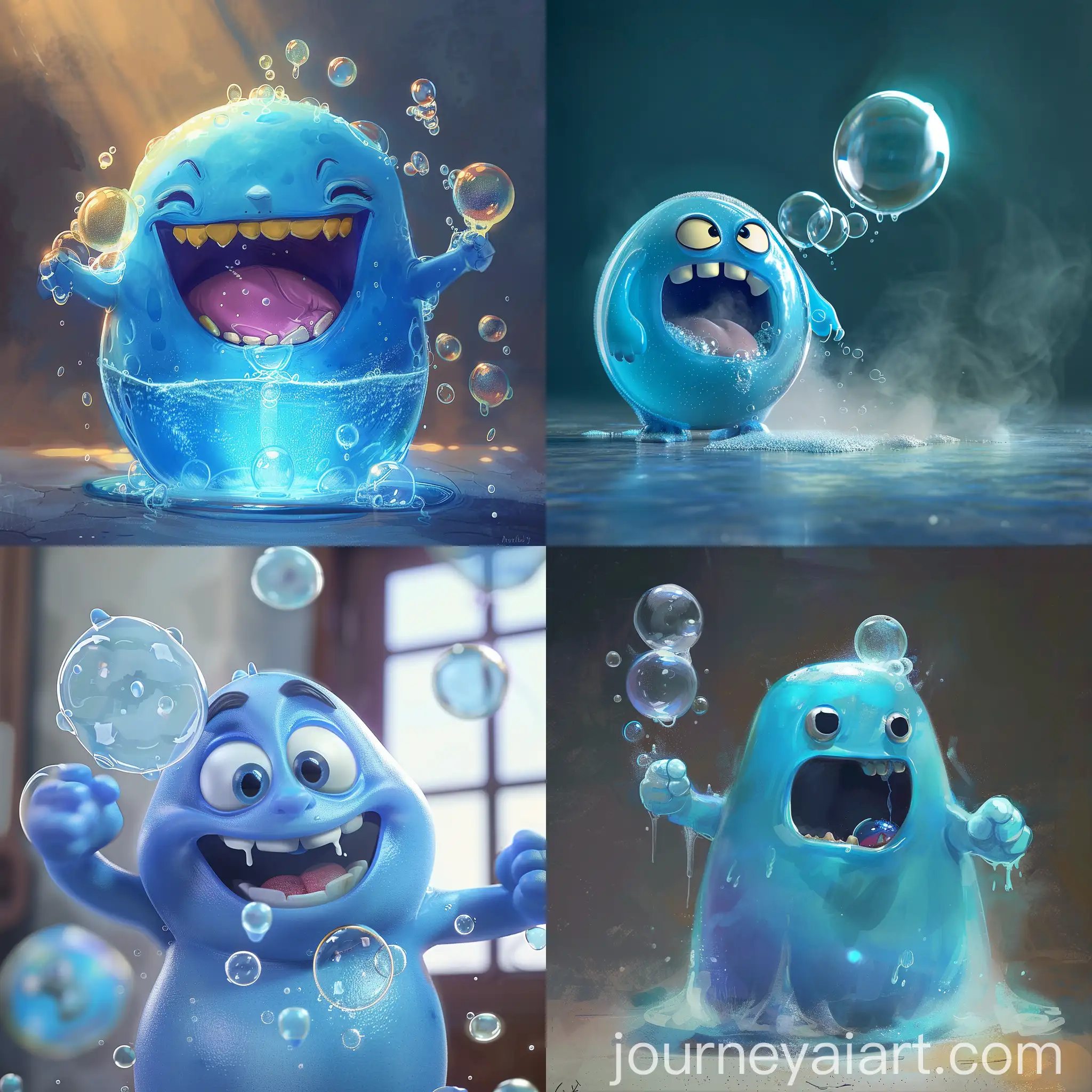Excited-Blue-Glass-Blim-Shooting-Soap-Bubbles-Heroically
