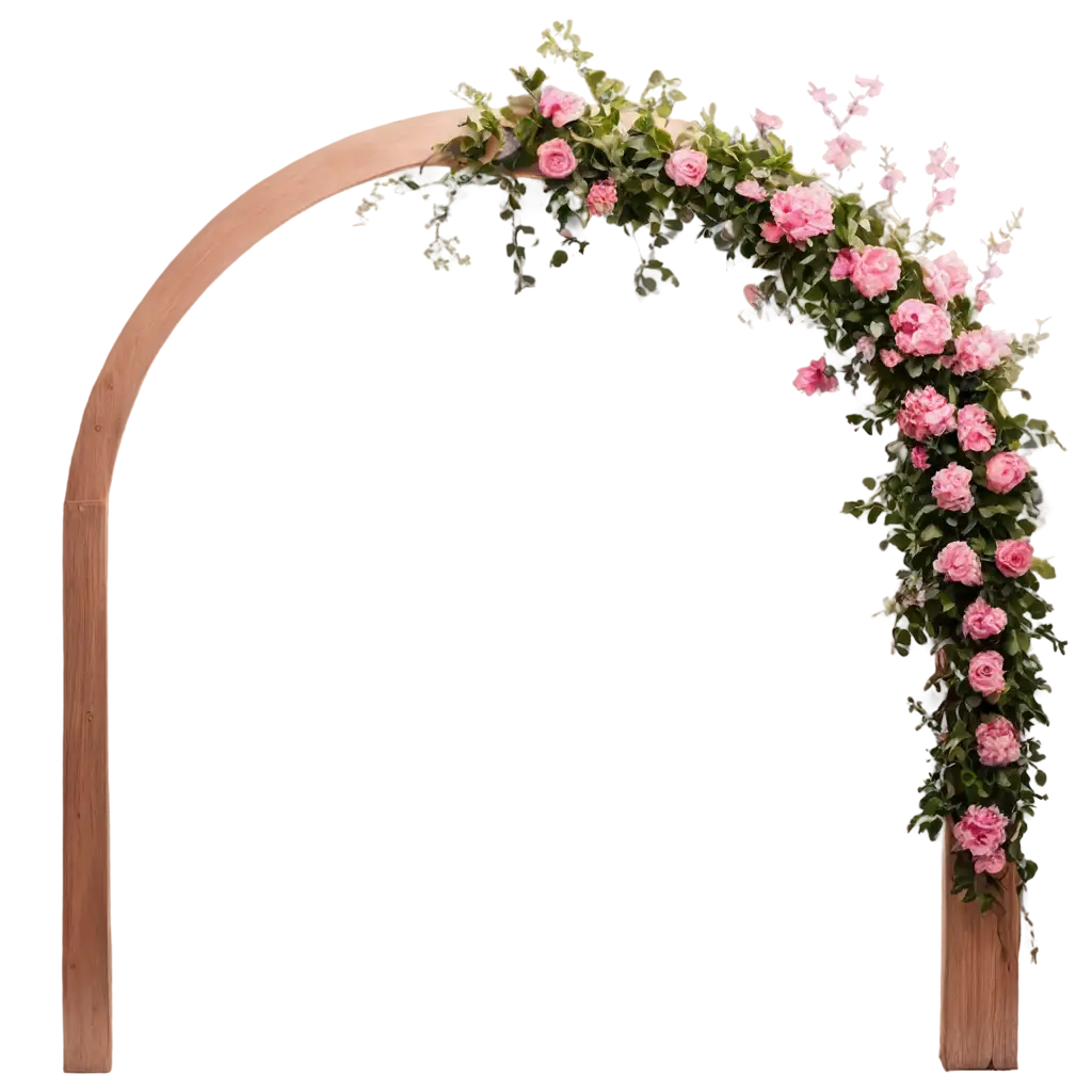 Wooden-Arch-with-Pink-Colors-and-Leaves-HighQuality-PNG-Image-for-Versatile-Design-Use