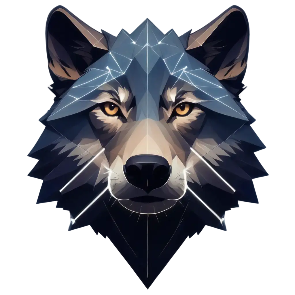 wolf face layout constellation stars  lines geometry , HDR, 4k,