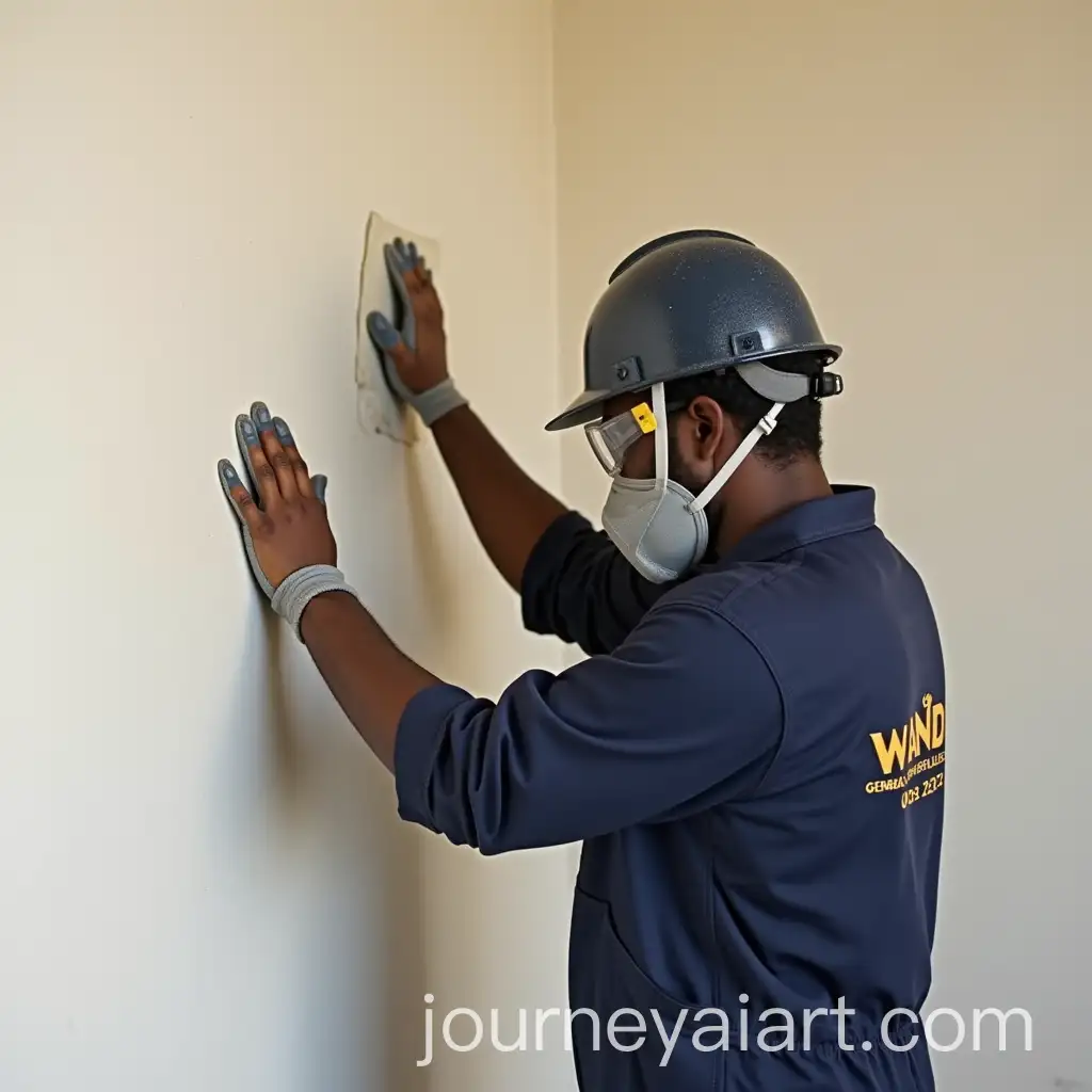 AI-Art-Prompt-ExpansionPainter-Sanding-Walls-in-Navy-Blue-Overall-with-Protective-Gear