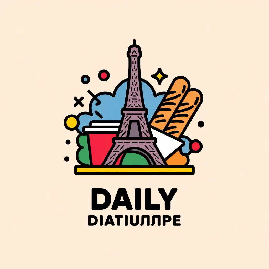 LOGO Design for Define Pop Art Style Featuring the Eiffel Tower and French Elements