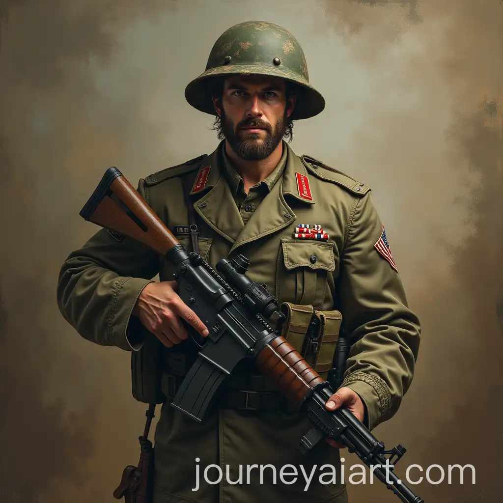 Soldier-in-Military-Uniform-Posing-in-a-Strong-and-Determined-Stance