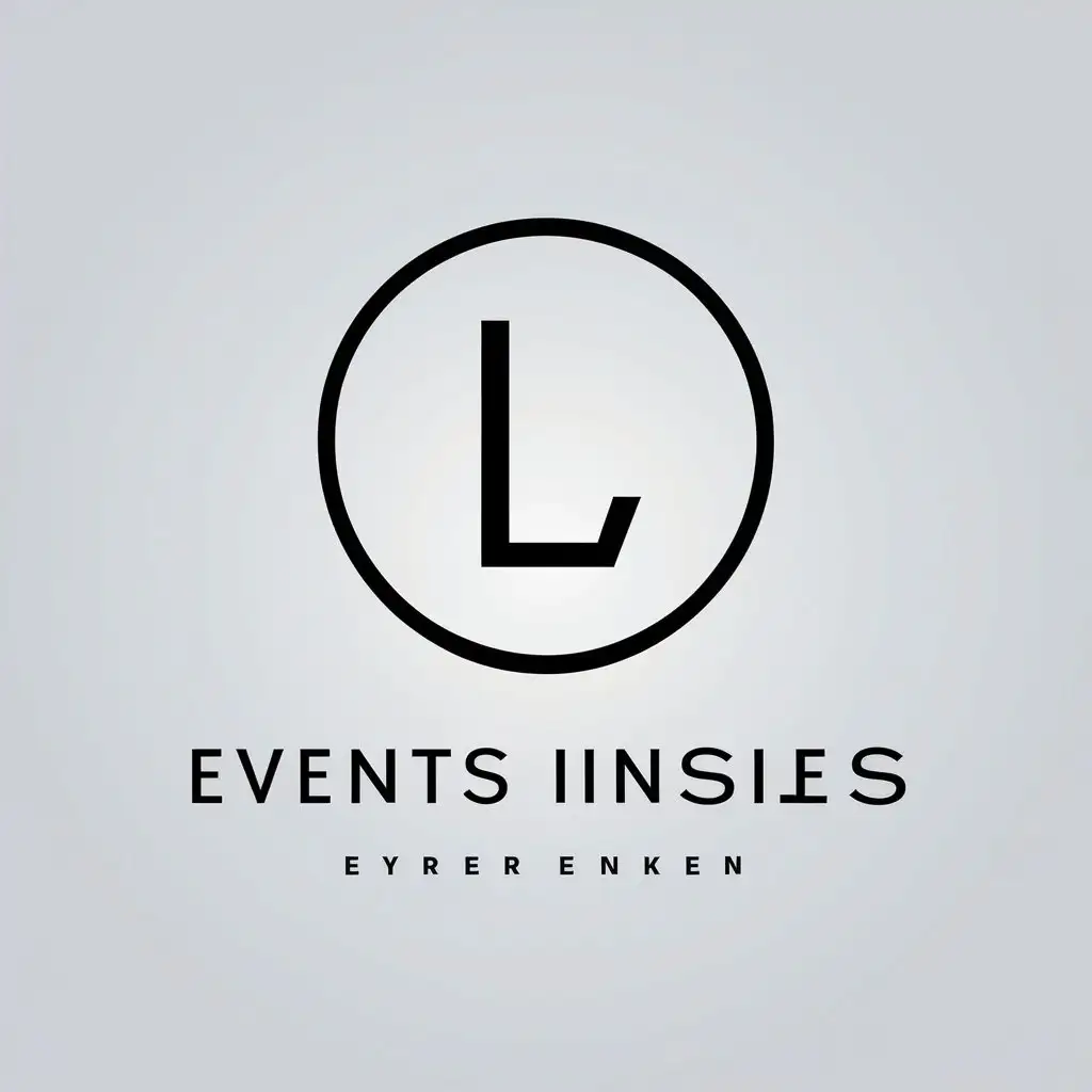 a vector logo design,with the text "L'", main symbol:L letter inside a circle,Minimalistic,be used in Events industry,clear background